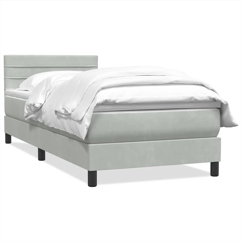 világosszürke bársony rugós ágy matraccal 80x210 cm