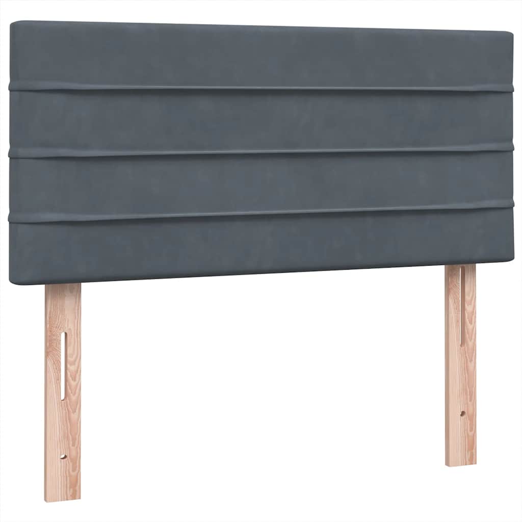 sötétszürke bársony rugós ágy matraccal 80x210 cm