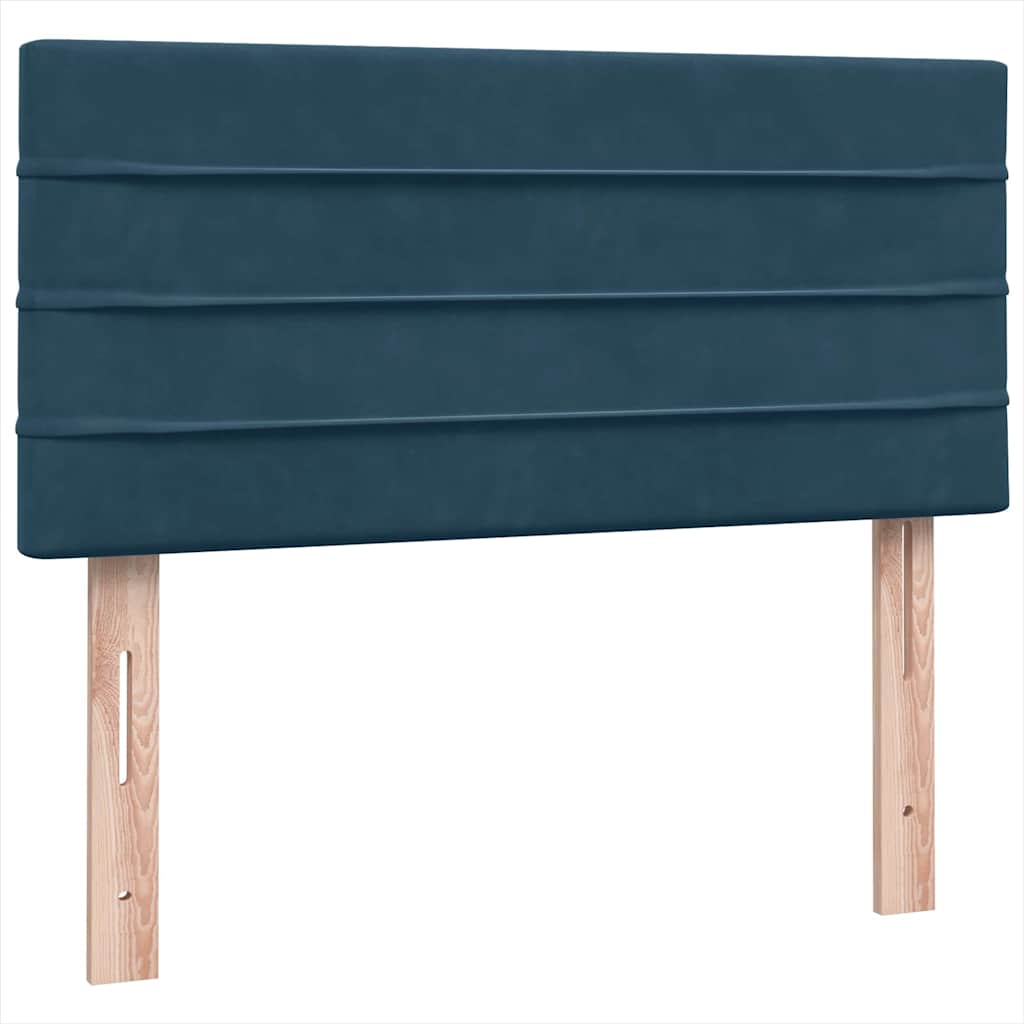 sötétkék bársony rugós ágy matraccal 80x210 cm