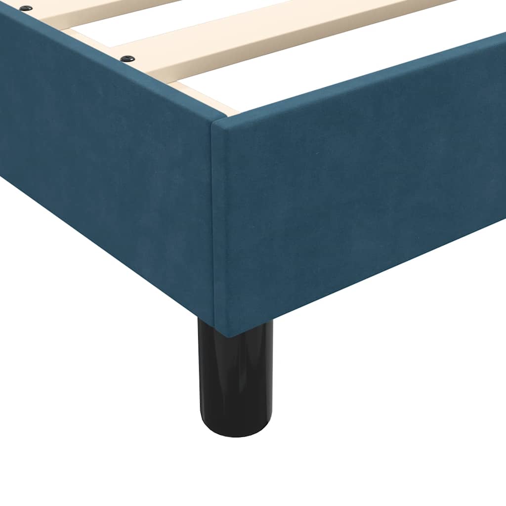sötétkék bársony rugós ágy matraccal 80x210 cm