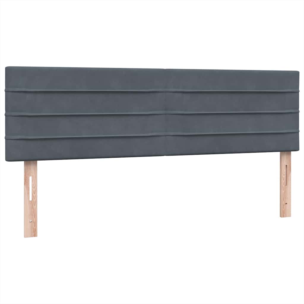 sötétszürke bársony rugós ágy matraccal 160x210 cm