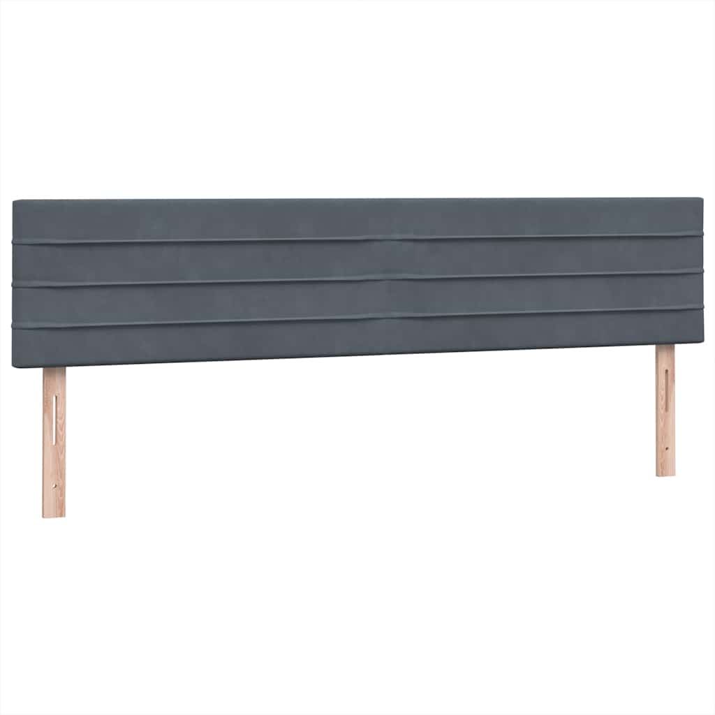 sötétszürke bársony rugós ágy matraccal 180x210 cm