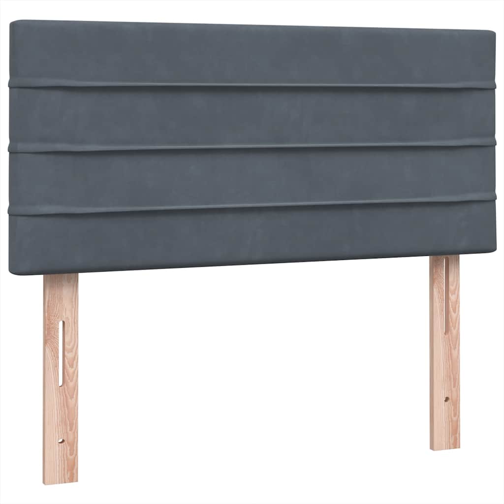 sötétszürke bársony rugós ágy matraccal 80x220 cm