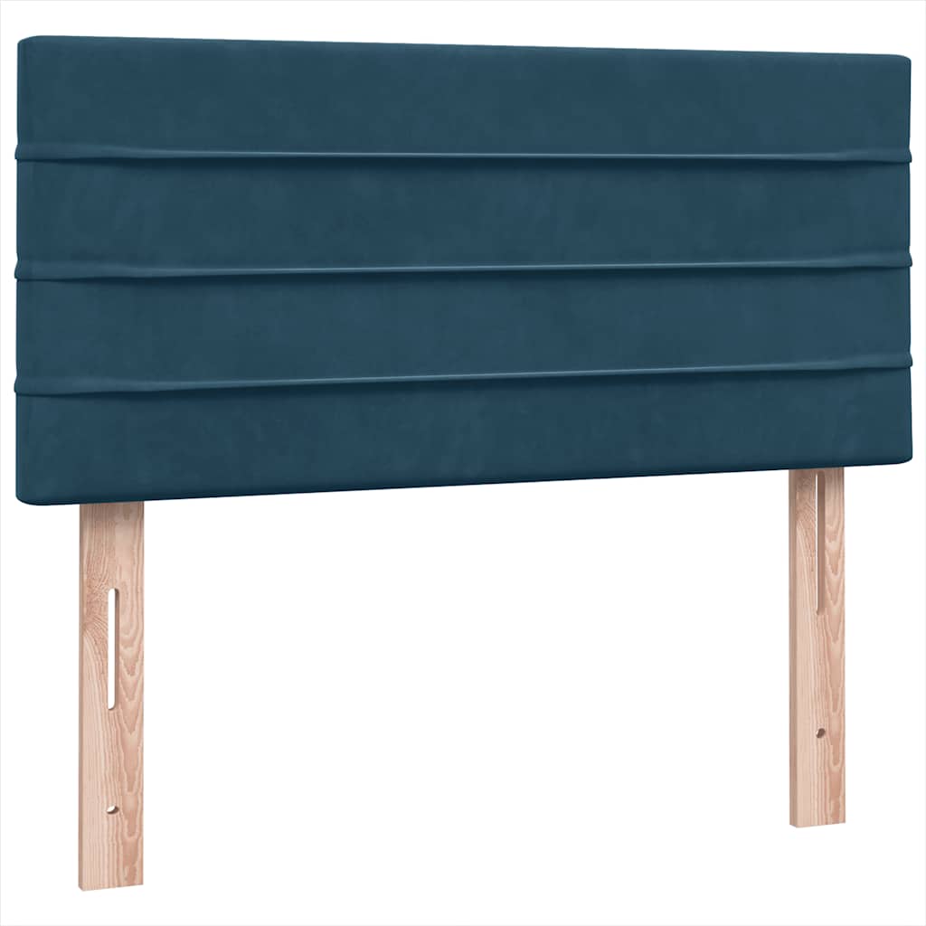sötétkék bársony rugós ágy matraccal 80x220 cm