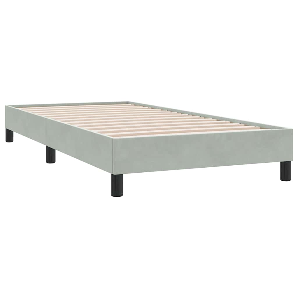 világosszürke bársony rugós ágy matraccal 80x210 cm
