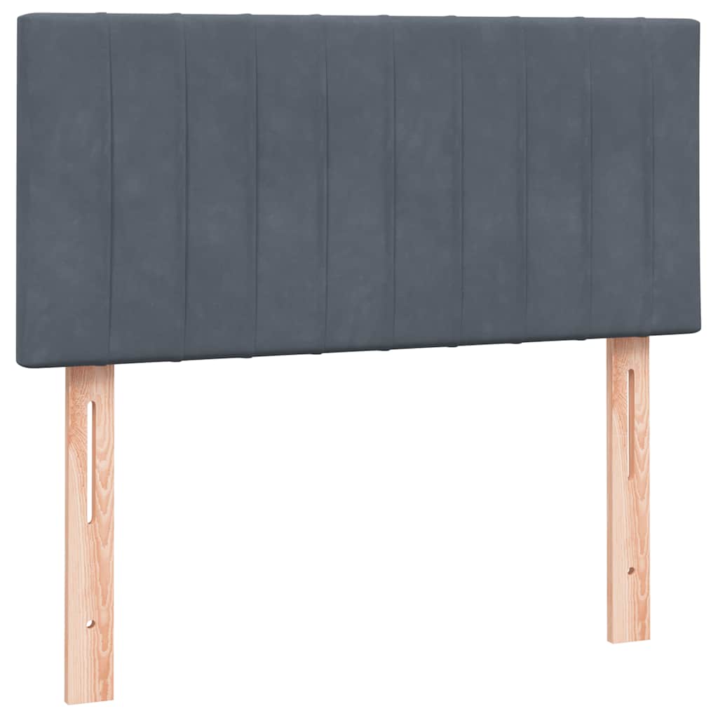 sötétszürke bársony rugós ágy matraccal 80x210 cm