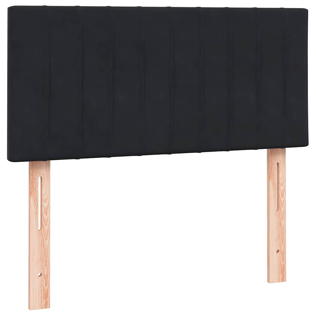 fekete bársony rugós ágy matraccal 90x210 cm