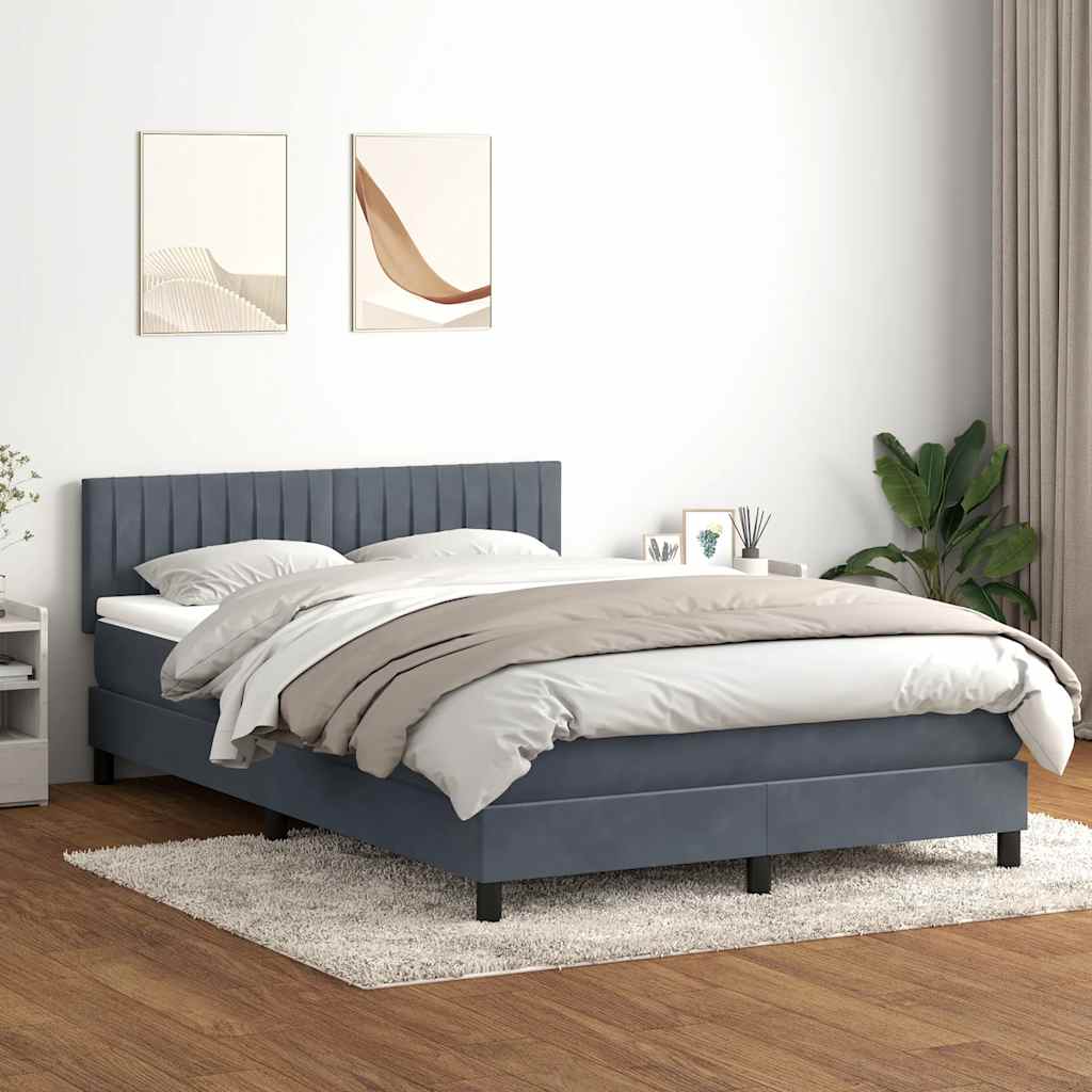 sötétszürke bársony rugós ágy matraccal 160x210 cm