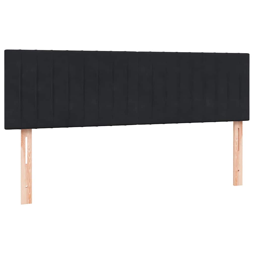 fekete bársony rugós ágy matraccal 160x210 cm