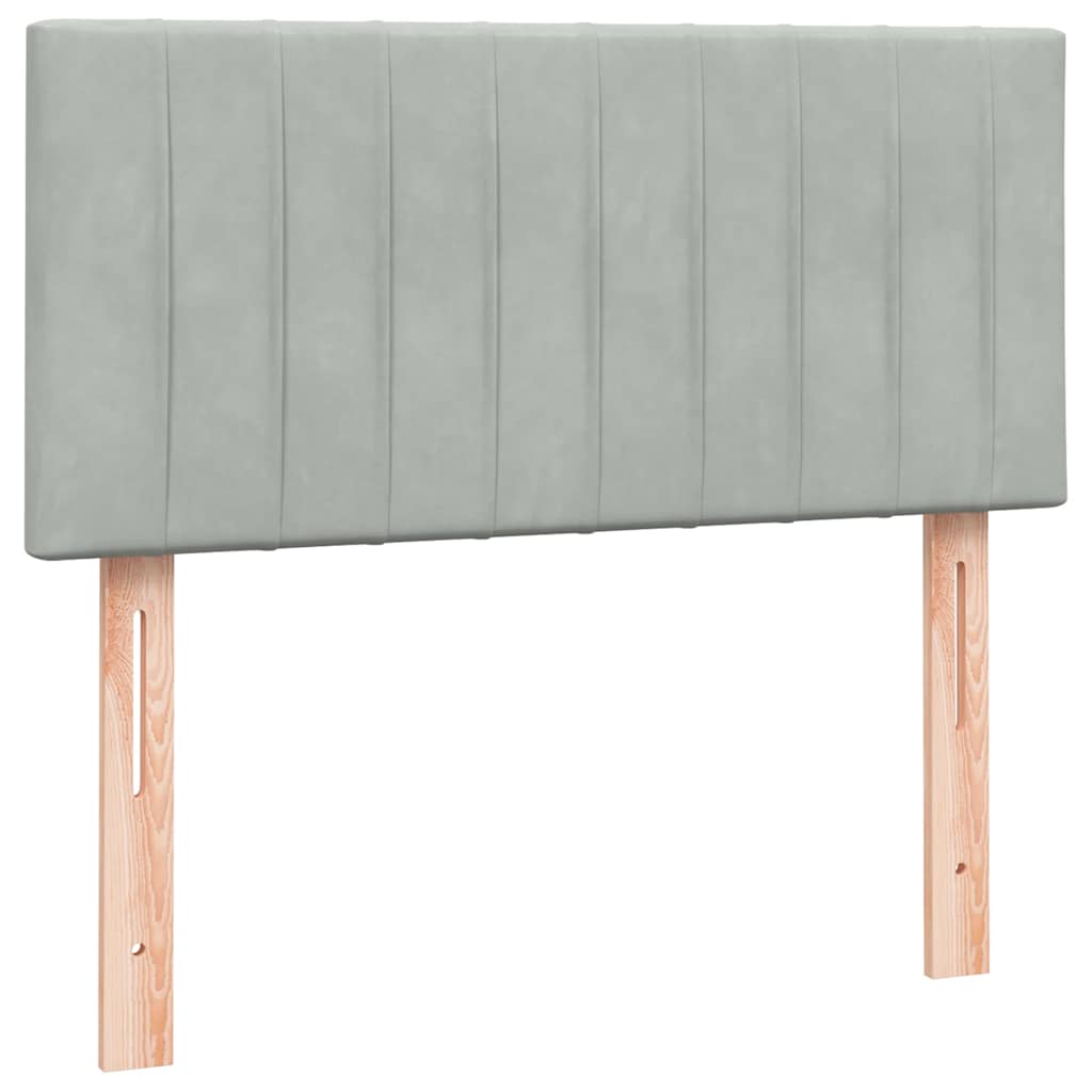 világosszürke bársony rugós ágy matraccal 80x220 cm