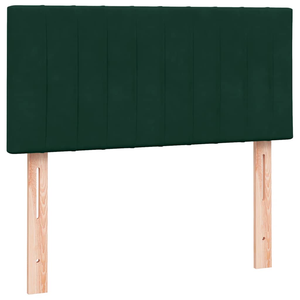 sötétzöld bársony rugós ágy matraccal 80x220 cm