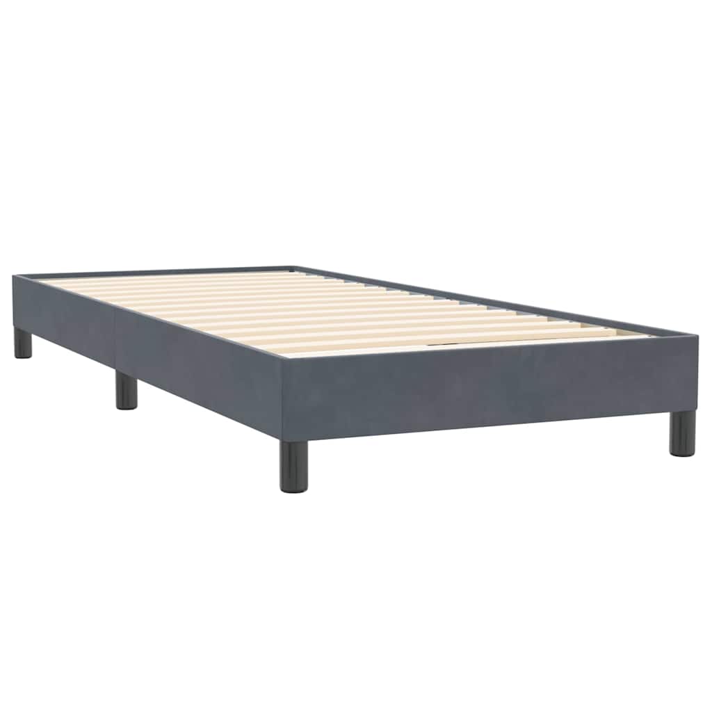 sötétszürke bársony rugós ágy matraccal 80x220 cm