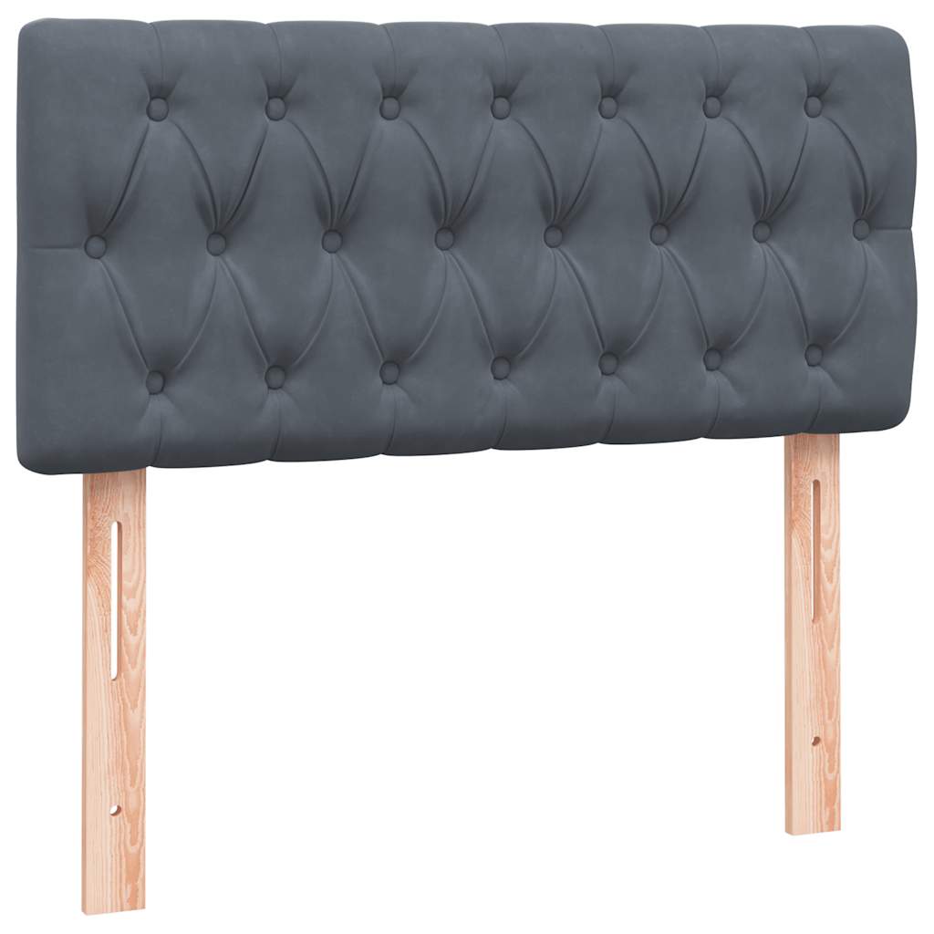 sötétszürke bársony rugós ágy matraccal 80x220 cm