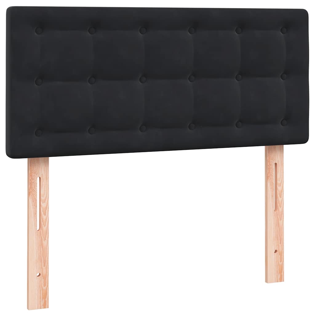 fekete bársony rugós ágy matraccal 90x210 cm