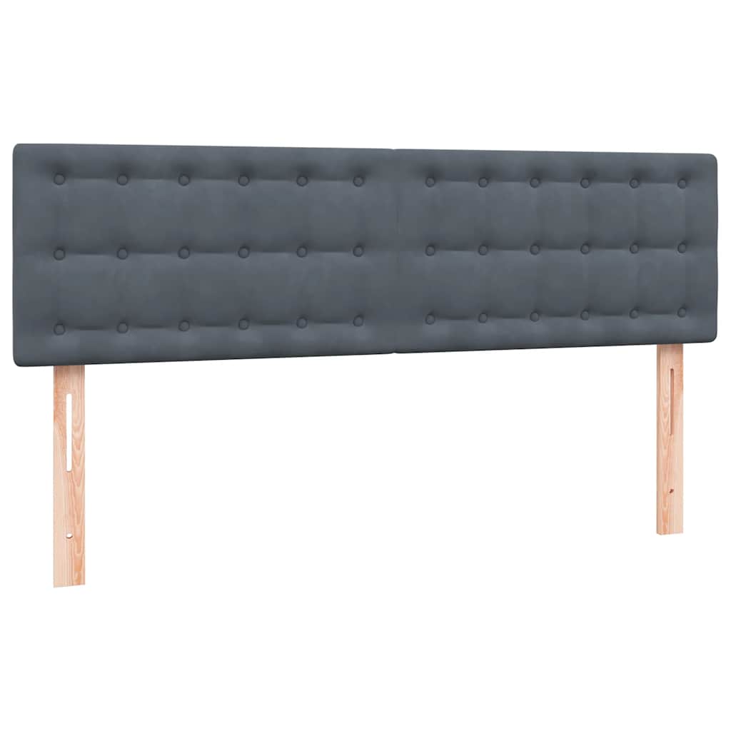 sötétszürke bársony rugós ágy matraccal 160x210 cm