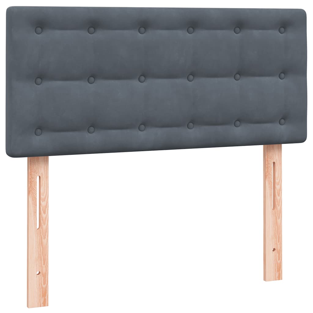 sötétszürke bársony rugós ágy matraccal 80x220 cm