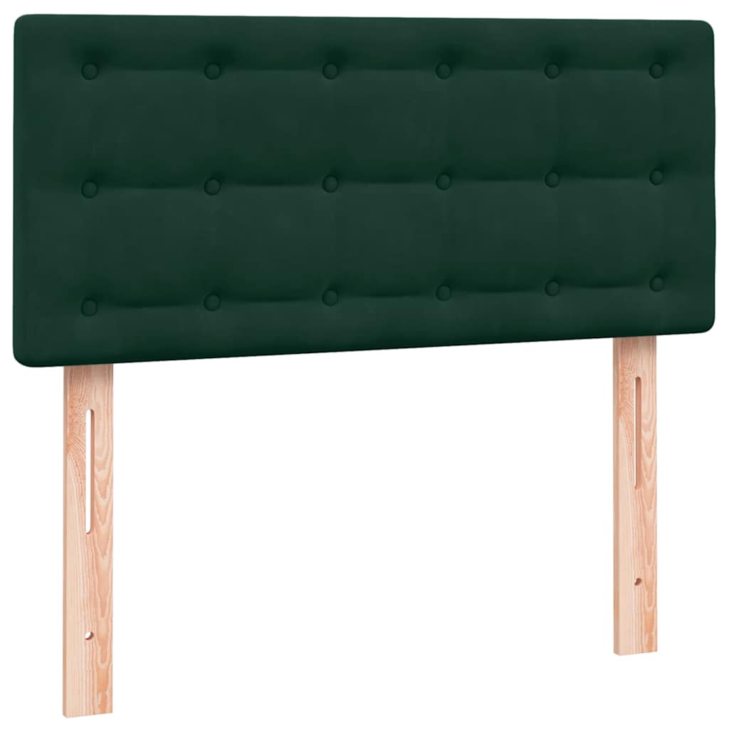 sötétzöld bársony rugós ágy matraccal 80x220 cm