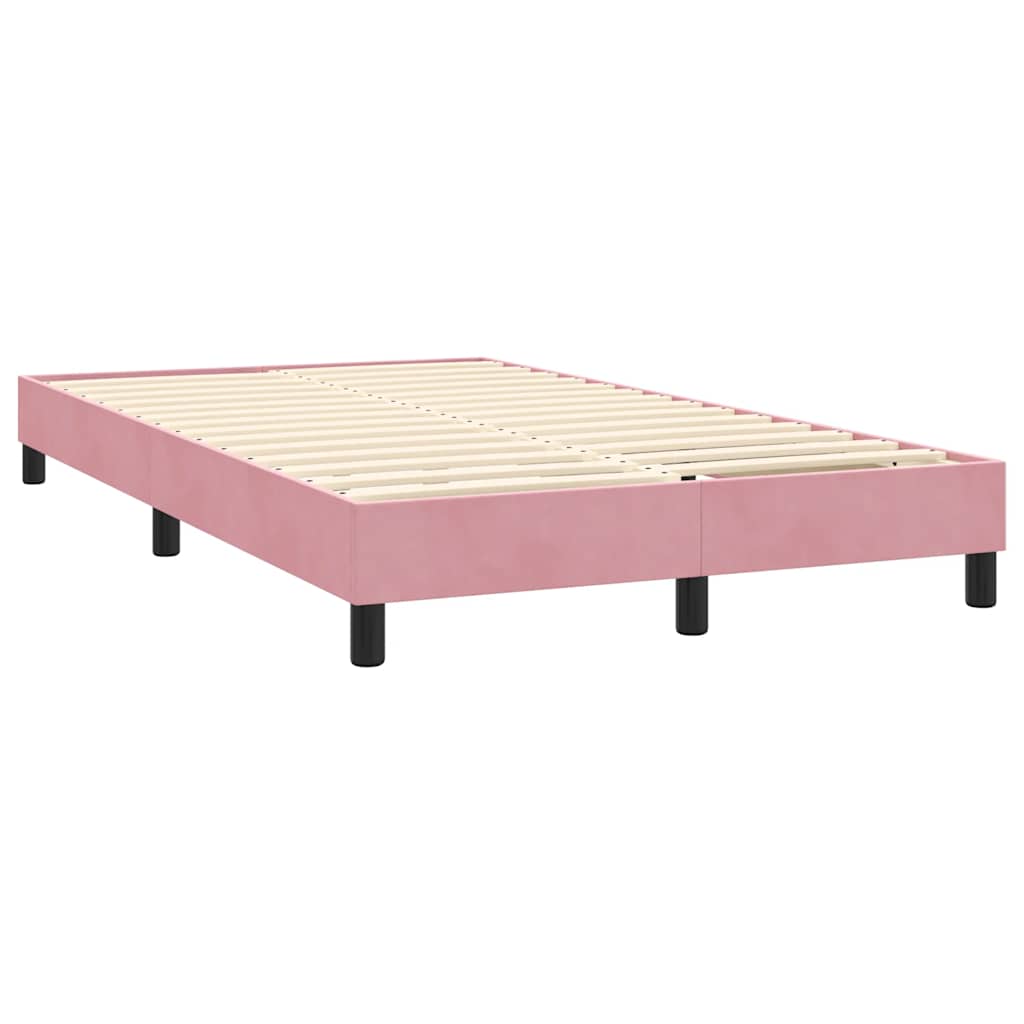 rózsaszín bársony rugós és LED-es ágy matraccal 120x210 cm