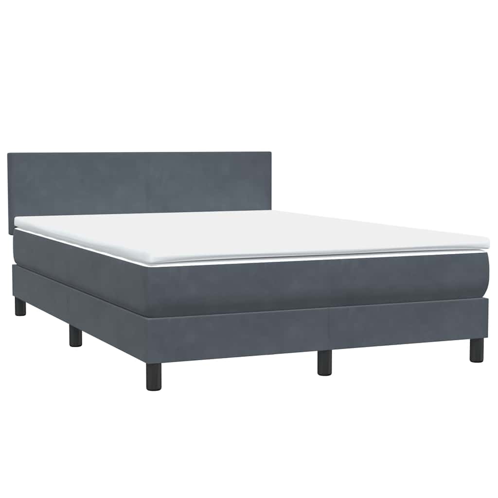sötétszürke bársony rugós és LED-es ágy matraccal 160x210 cm