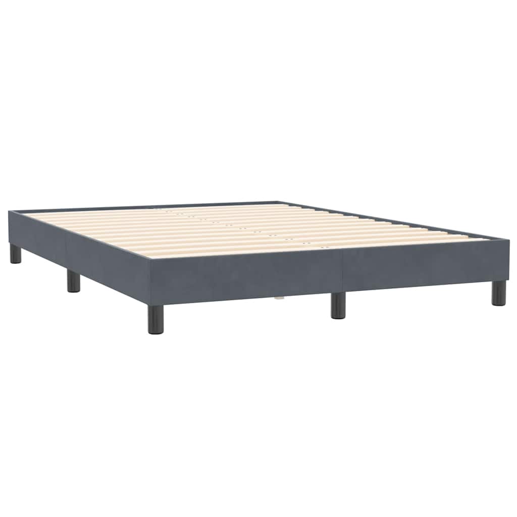 sötétszürke bársony rugós és LED-es ágy matraccal 160x210 cm