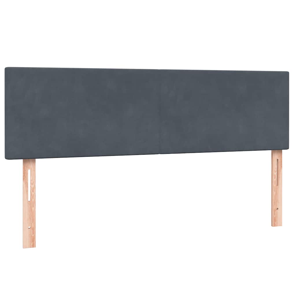 sötétszürke bársony rugós és LED-es ágy matraccal 160x210 cm