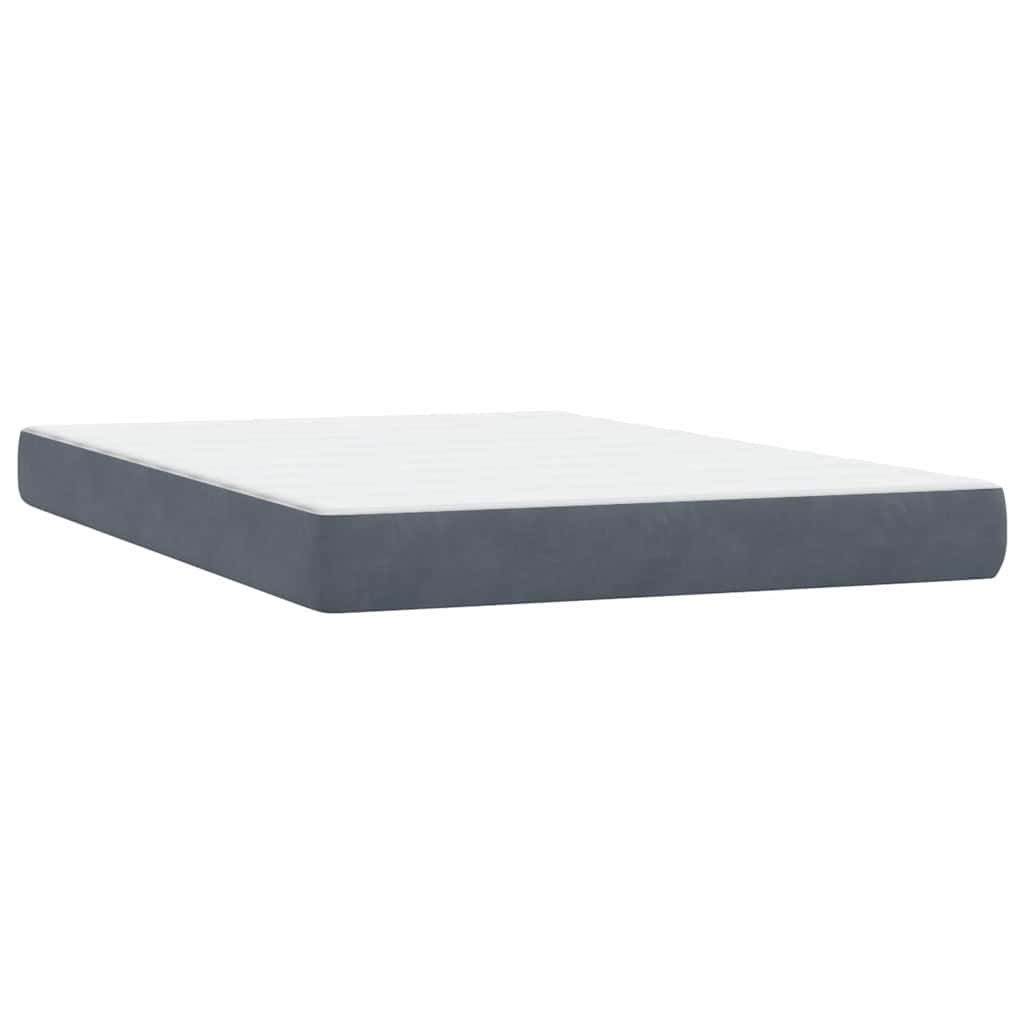 sötétszürke bársony rugós és LED-es ágy matraccal 160x210 cm