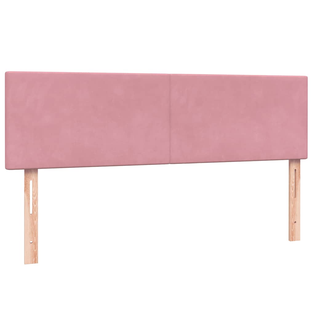 rózsaszín bársony rugós és LED-es ágy matraccal 160x210 cm