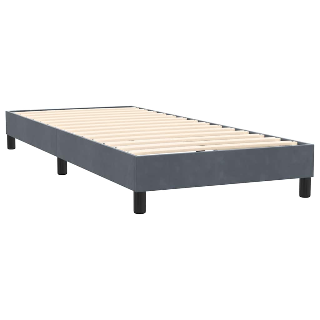 sötétszürke bársony rugós és LED-es ágy matraccal 80x220 cm
