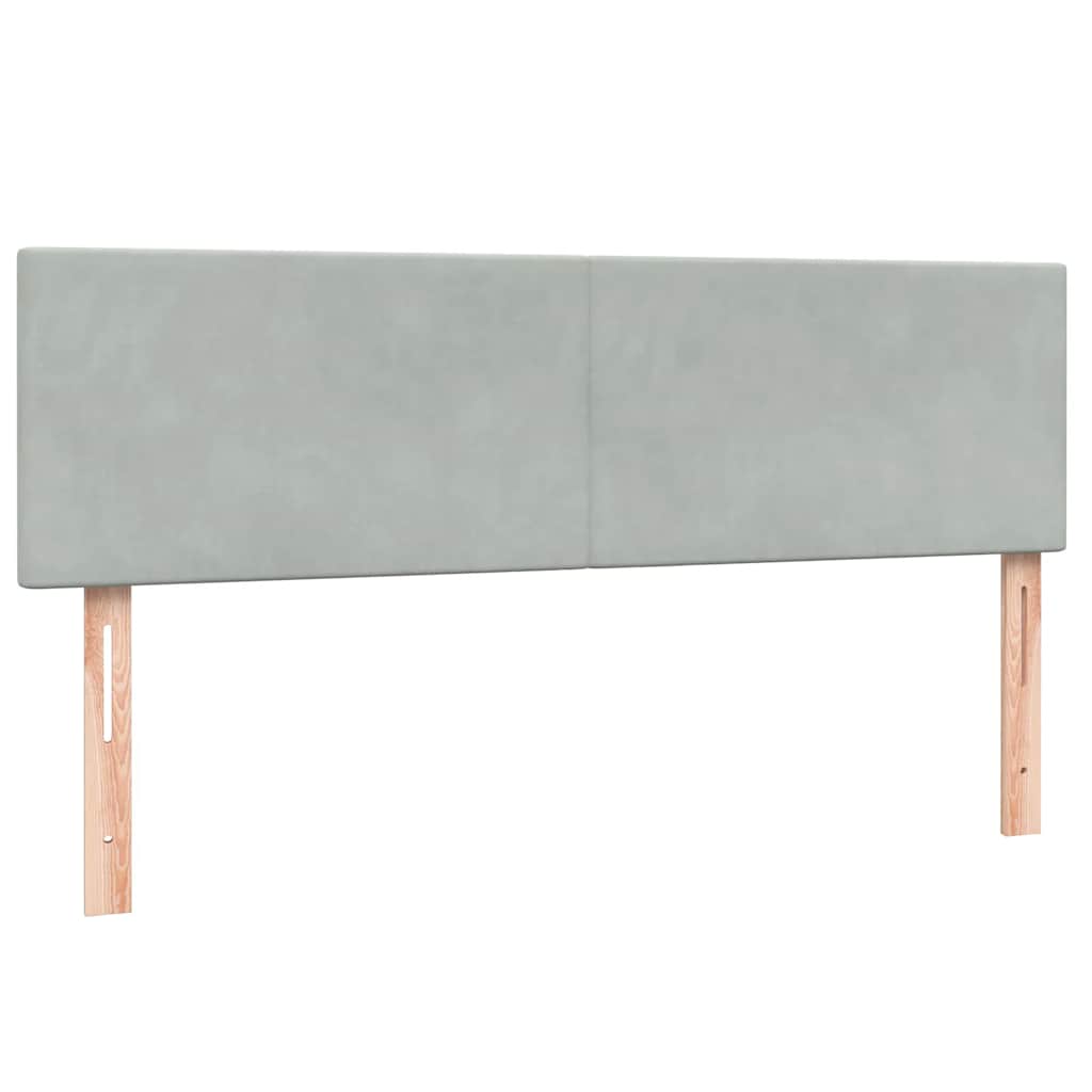 világosszürke bársony rugós és LED-es ágy matraccal 160x220 cm