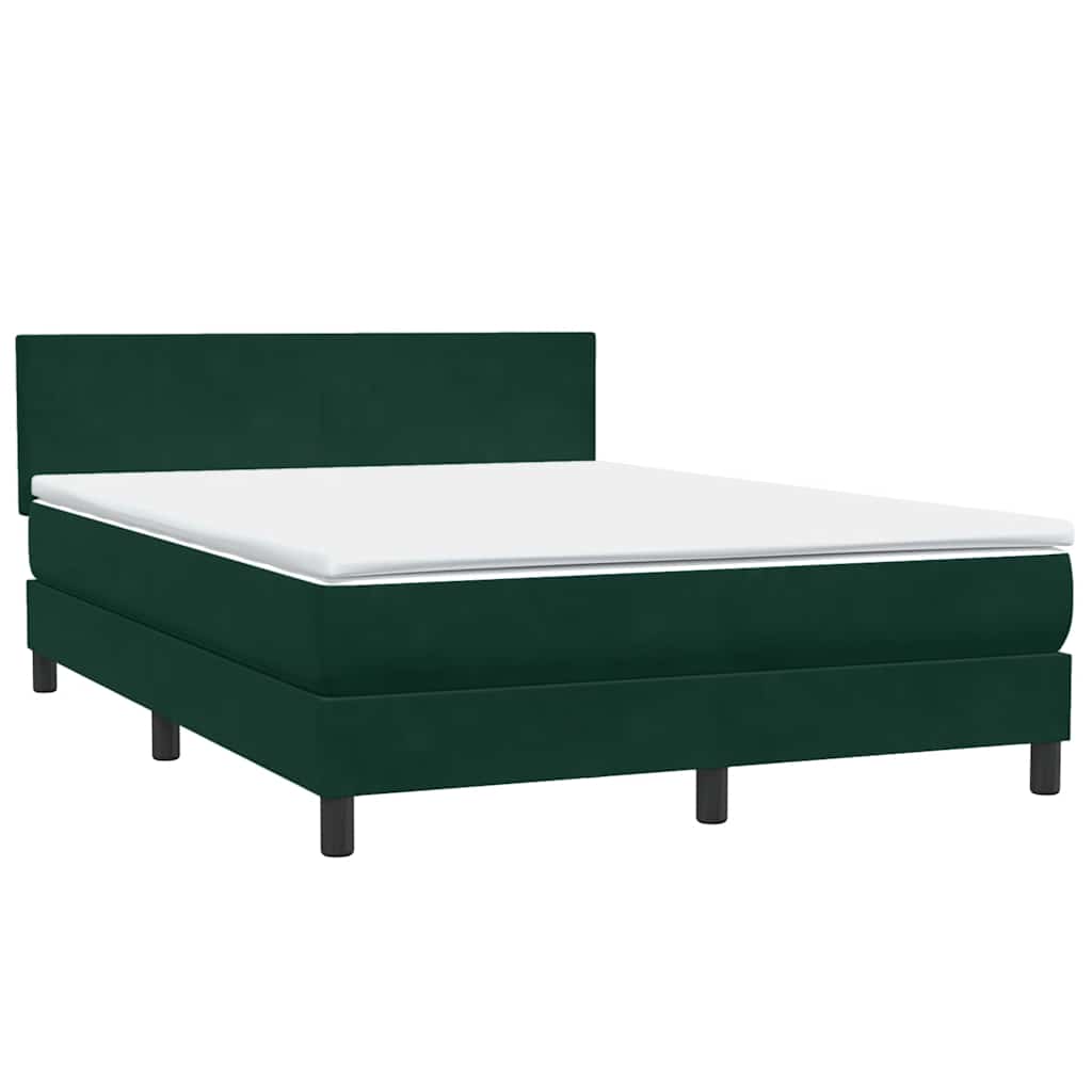 sötétzöld bársony rugós és LED-es ágy matraccal 160x220 cm