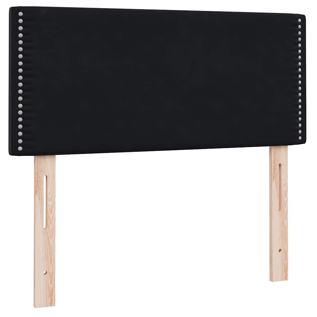 fekete bársony rugós és LED-es ágy matraccal 90x210 cm