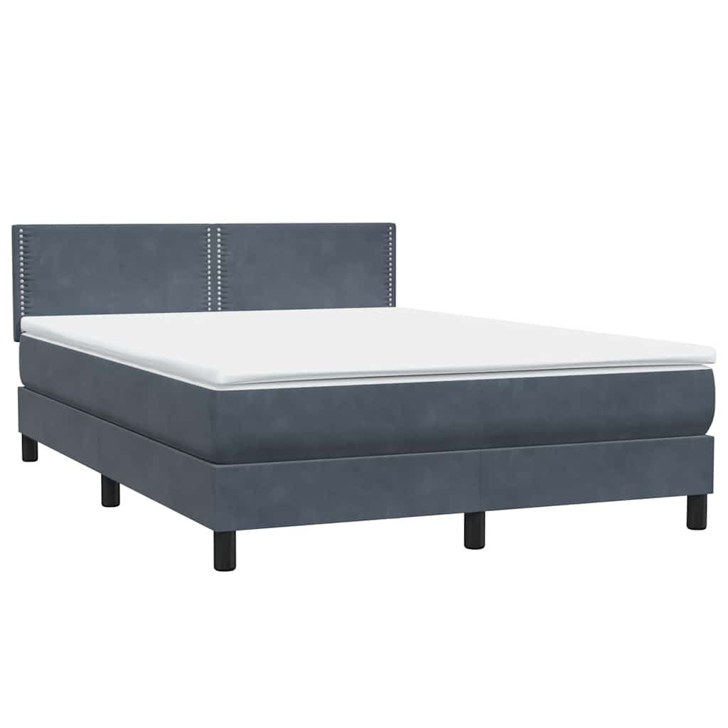 sötétszürke bársony rugós és LED-es ágy matraccal 160x210 cm