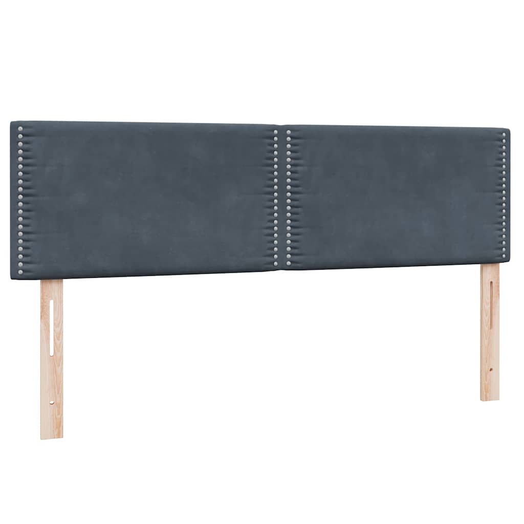 sötétszürke bársony rugós és LED-es ágy matraccal 160x210 cm