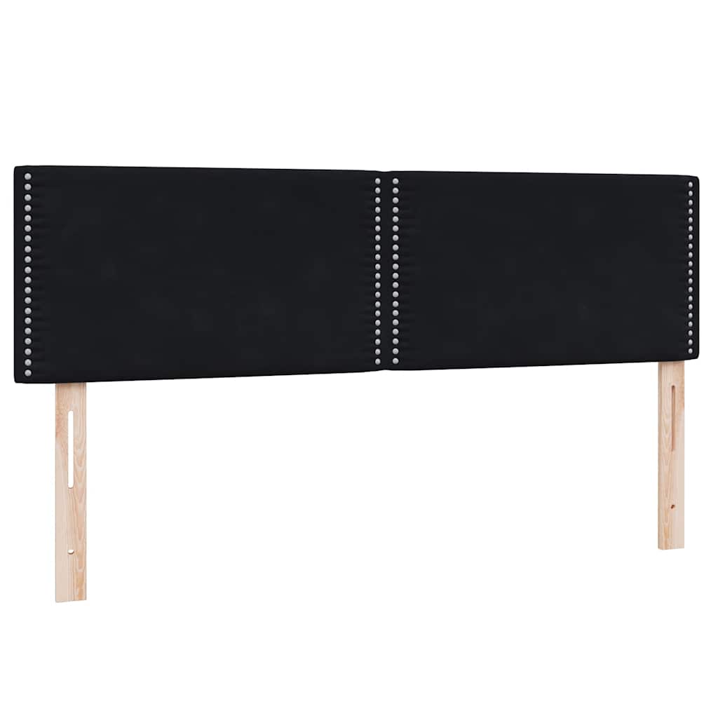 fekete bársony rugós és LED-es ágy matraccal 160x210 cm