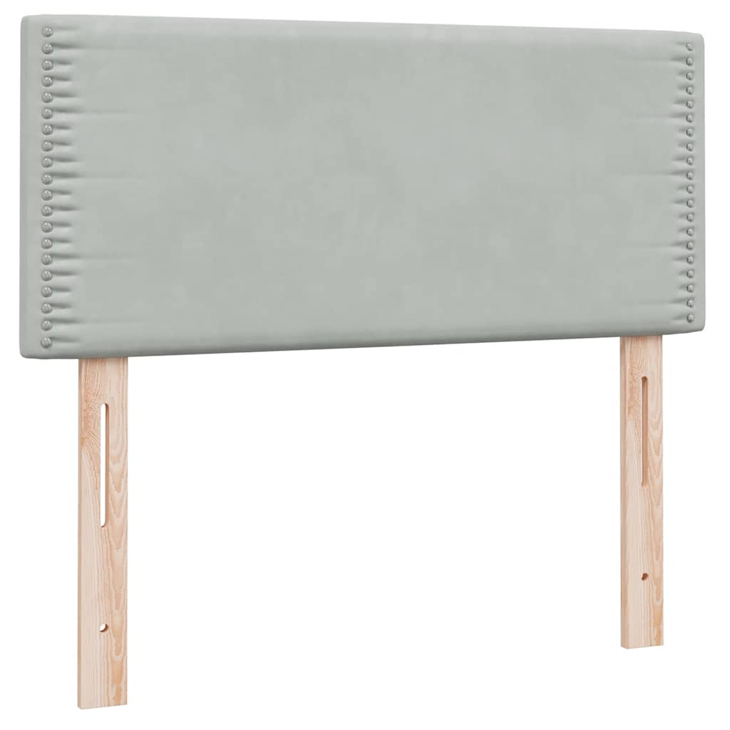 világosszürke bársony rugós és LED-es ágy matraccal 80x220 cm