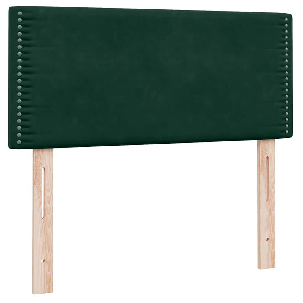 sötétzöld bársony rugós és LED-es ágy matraccal 80x220 cm
