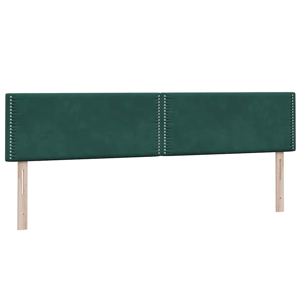 sötétzöld bársony rugós és LED-es ágy matraccal 180x220 cm