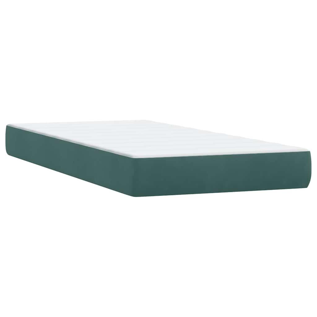 sötétzöld bársony rugós és LED-es ágy matraccal 180x220 cm