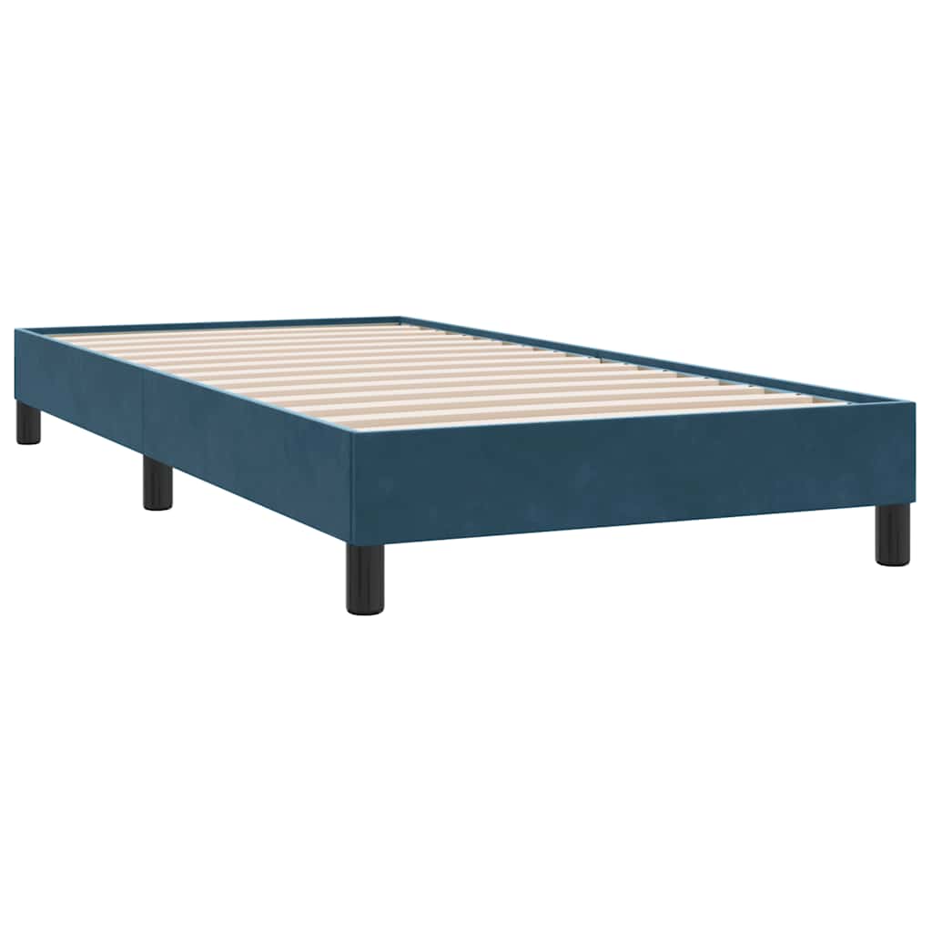sötétkék bársony rugós és LED-es ágy matraccal 80x210 cm