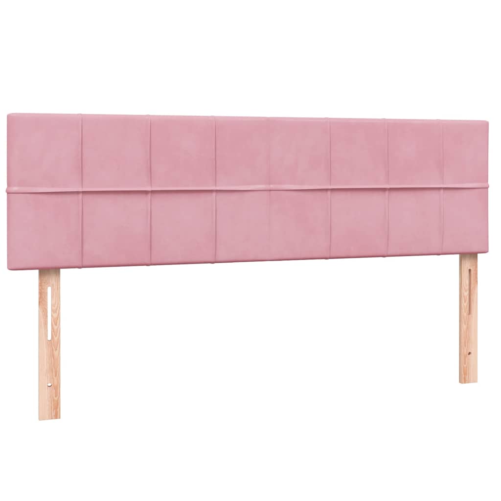 rózsaszín bársony rugós és LED-es ágy matraccal 140x210 cm
