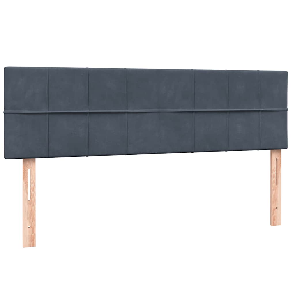 sötétszürke bársony rugós és LED-es ágy matraccal 160x210 cm