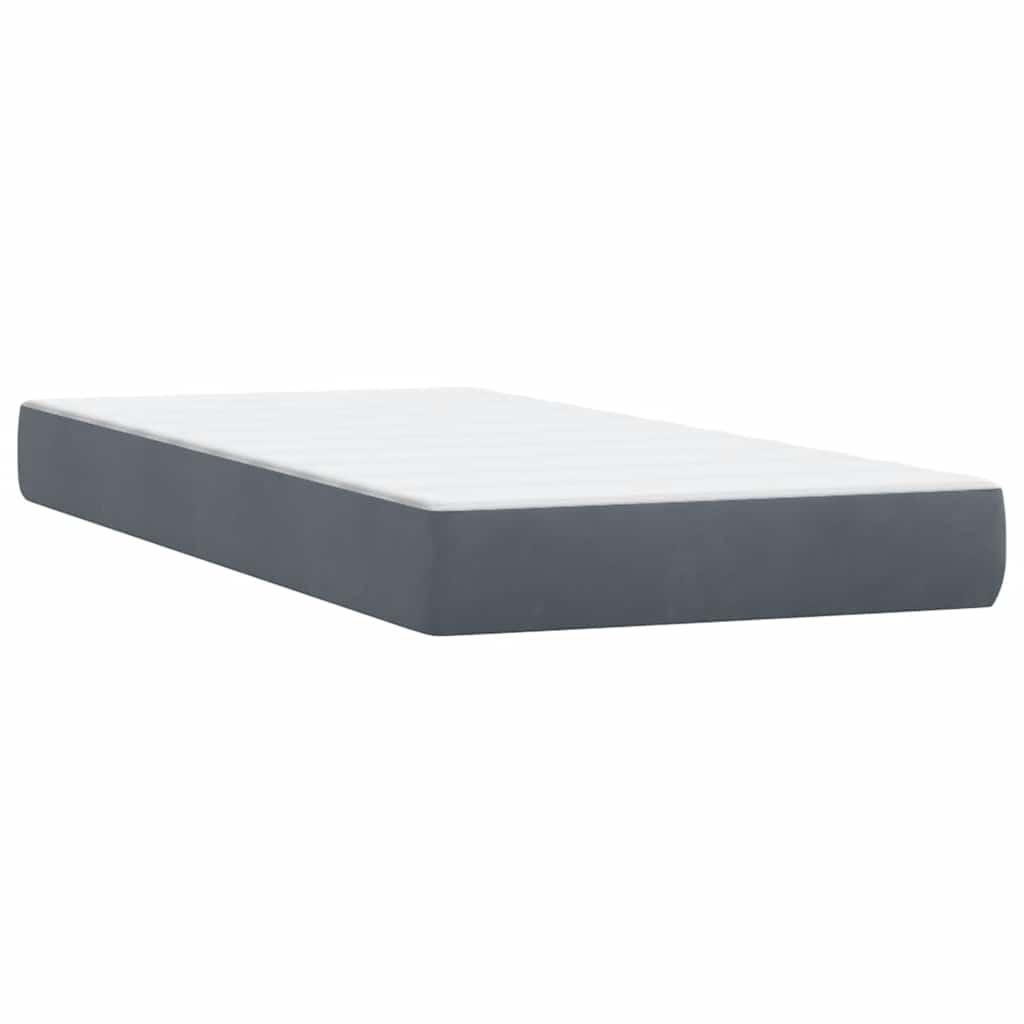 sötétszürke bársony rugós és LED-es ágy matraccal 180x210 cm