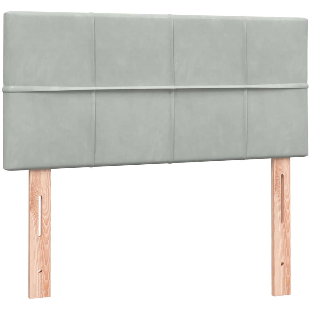 világosszürke bársony rugós és LED-es ágy matraccal 80x220 cm