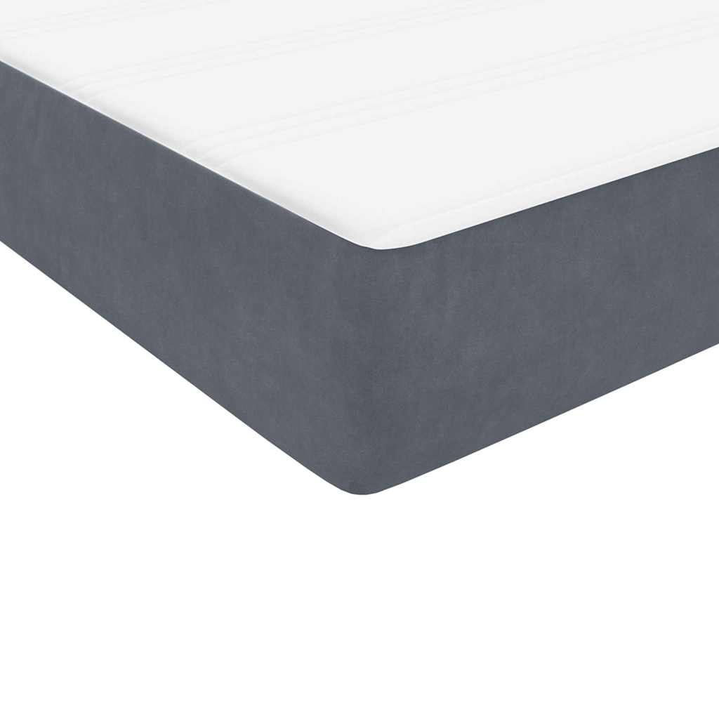 sötétszürke bársony rugós és LED-es ágy matraccal 90x220 cm