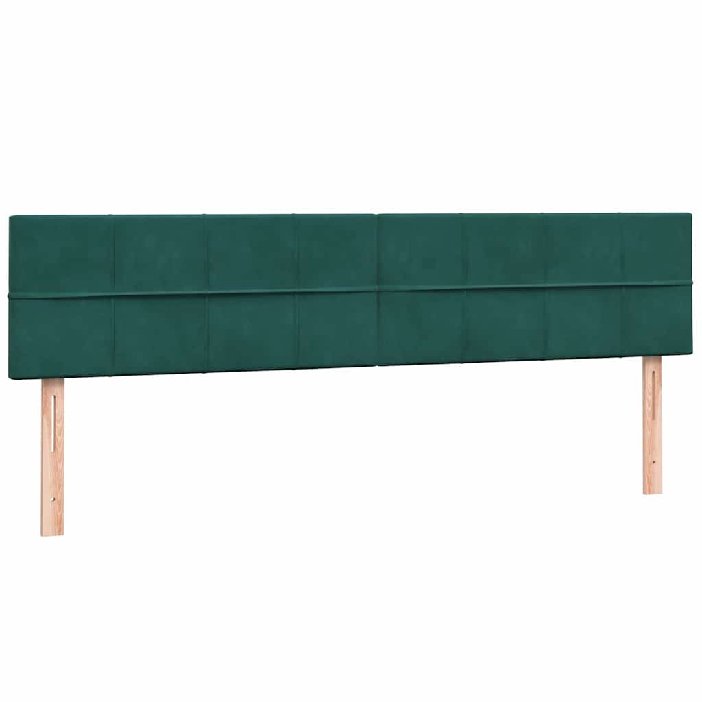 sötétzöld bársony rugós és LED-es ágy matraccal 180x220 cm