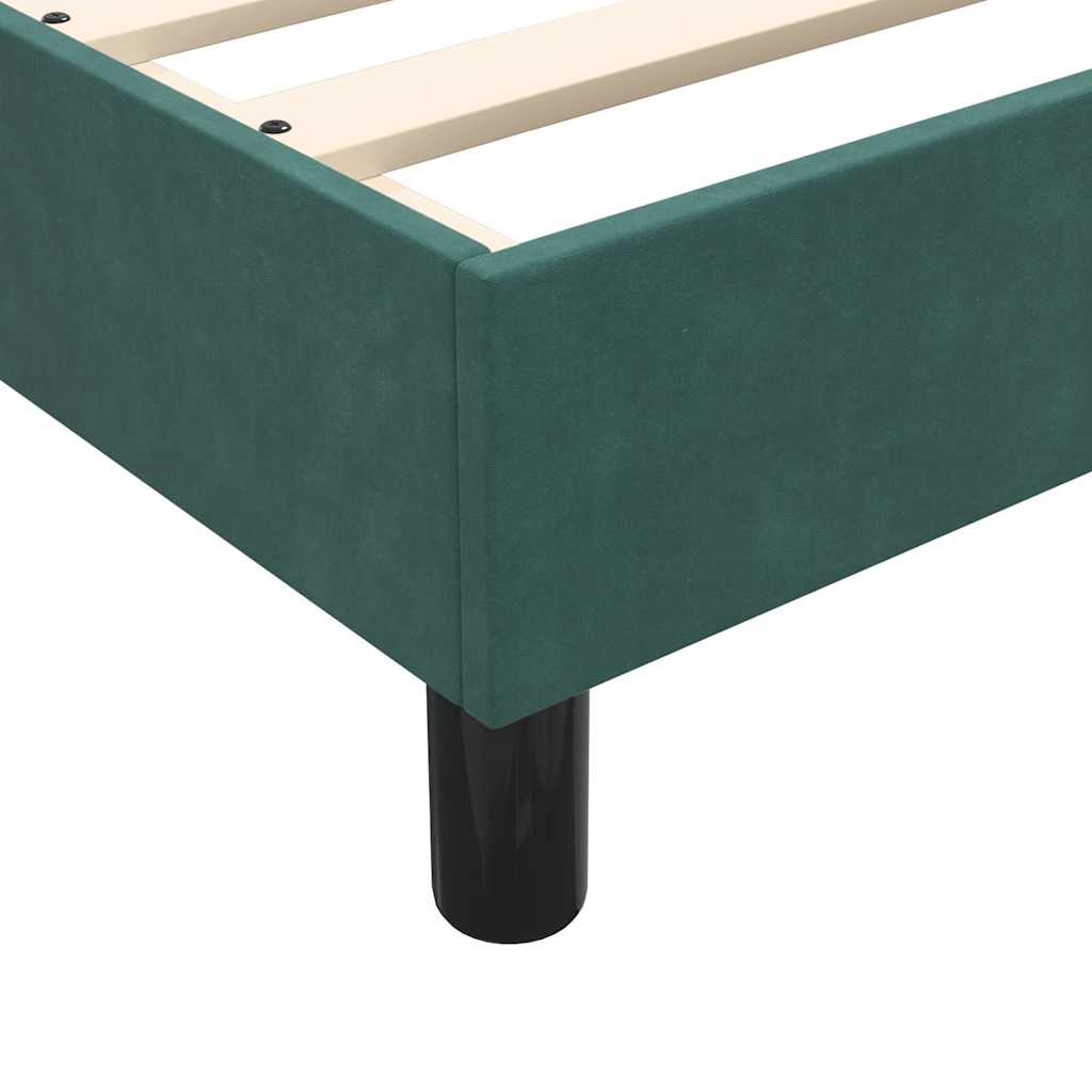 sötétzöld bársony rugós és LED-es ágy matraccal 180x220 cm