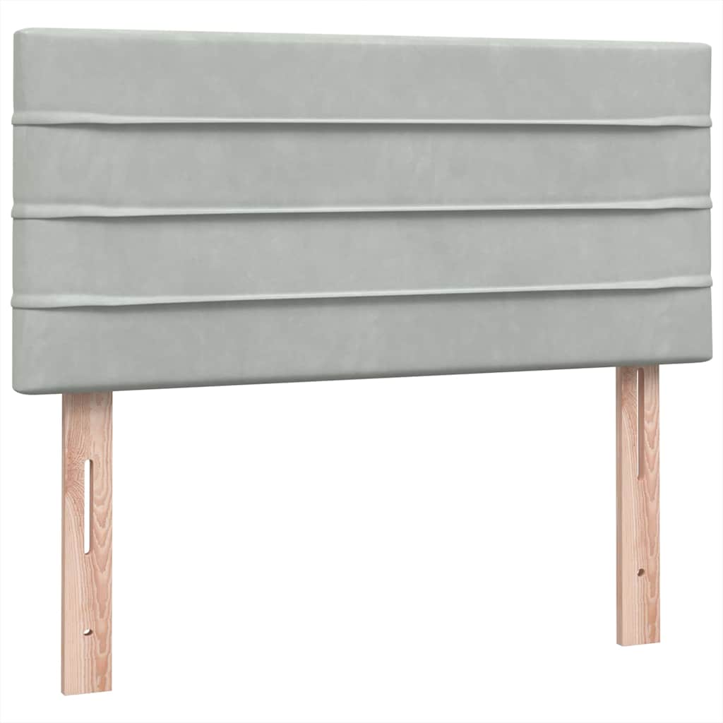 világosszürke bársony rugós és LED-es ágy matraccal 80x210 cm