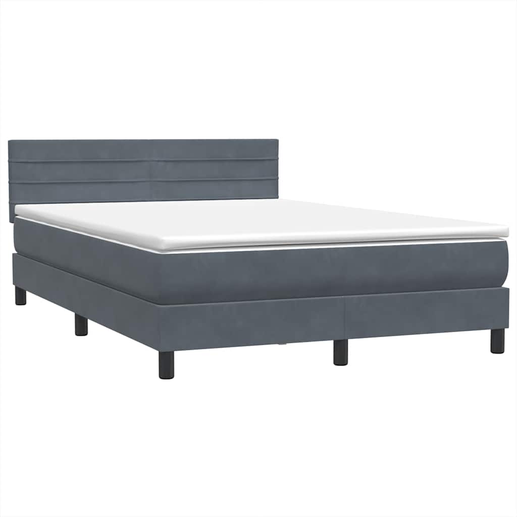 sötétszürke bársony rugós és LED-es ágy matraccal 160x210 cm