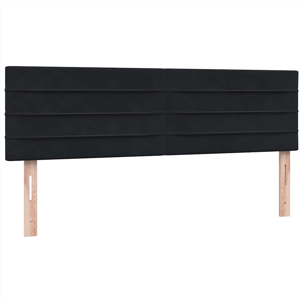 fekete bársony rugós és LED-es ágy matraccal 160x210 cm
