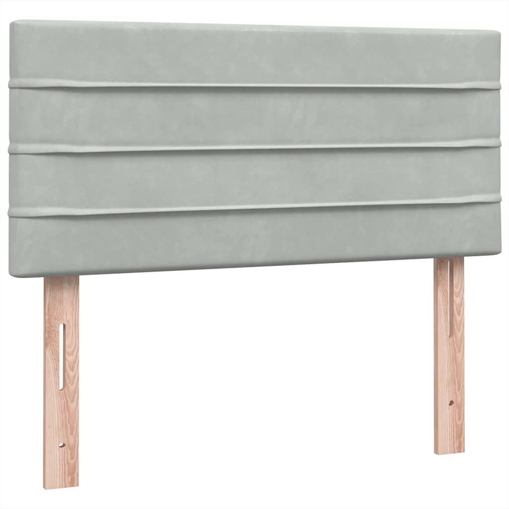 világosszürke bársony rugós és LED-es ágy matraccal 80x220 cm